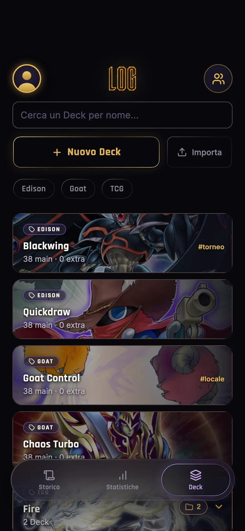 La liste des Decks